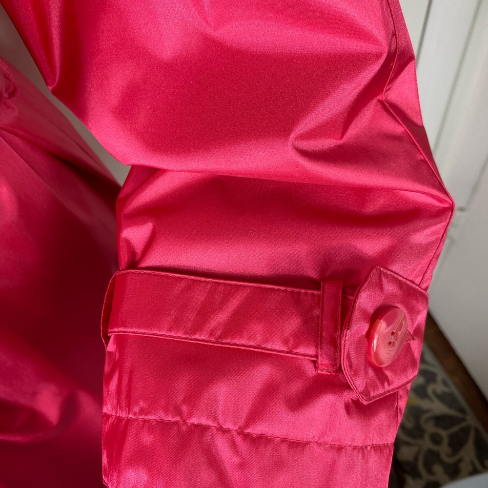 Worthington Essentials women Trench rain Coat Sz 4 petite dark pink pockets NWOT - Picture 6 of 12
